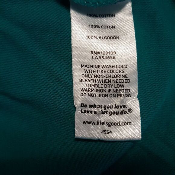 Women's Life Is Good Short Sleeve T Shirt Size S Small "Livin on a Pair" Teal - Picture 8 of 9